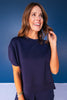 SSYS Crew Neck Short Sleeve Scuba Top In Navy