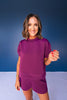 SSYS Crew Neck Short Sleeve Scuba Top In Plum