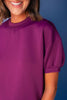 SSYS Crew Neck Short Sleeve Scuba Top In Plum