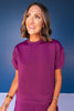 SSYS Crew Neck Short Sleeve Scuba Top In Plum