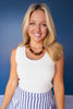 SSYS Signature Ivory U Line Ribbed Built In Bra Tank Top