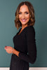 SSYS Ribbed U Neck Long Sleeve Top In Black