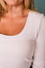 SSYS Ribbed U Neck Long Sleeve Top In White
