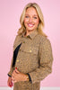 SSYS Signature Taupe Animal Print Denim Cropped Shacket