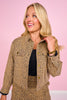 SSYS Signature Taupe Animal Print Denim Cropped Shacket