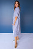 SSYS Cadence Drop Waist 3/4 Sleeve Collared Maxi Dress in Navy Gingham