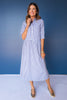 SSYS Cadence Drop Waist 3/4 Sleeve Collared Maxi Dress in Navy Gingham