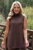 *PRE-AUTH ETA SEPT* SSYS Lynn Sleeveless Mock Neck Sweater In Chocolate