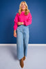 SSYS Merritt Mock Neck Sweater In Bright Pink