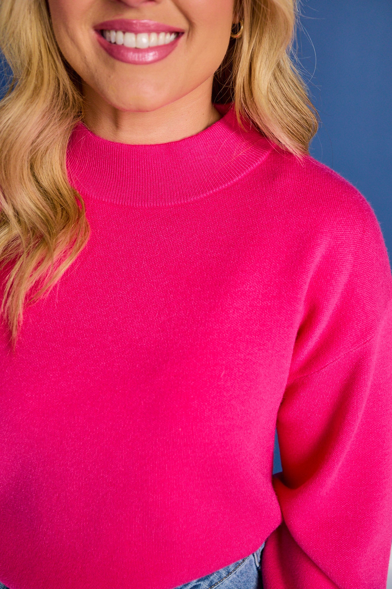 SSYS Merritt Mock Neck Sweater In Bright Pink