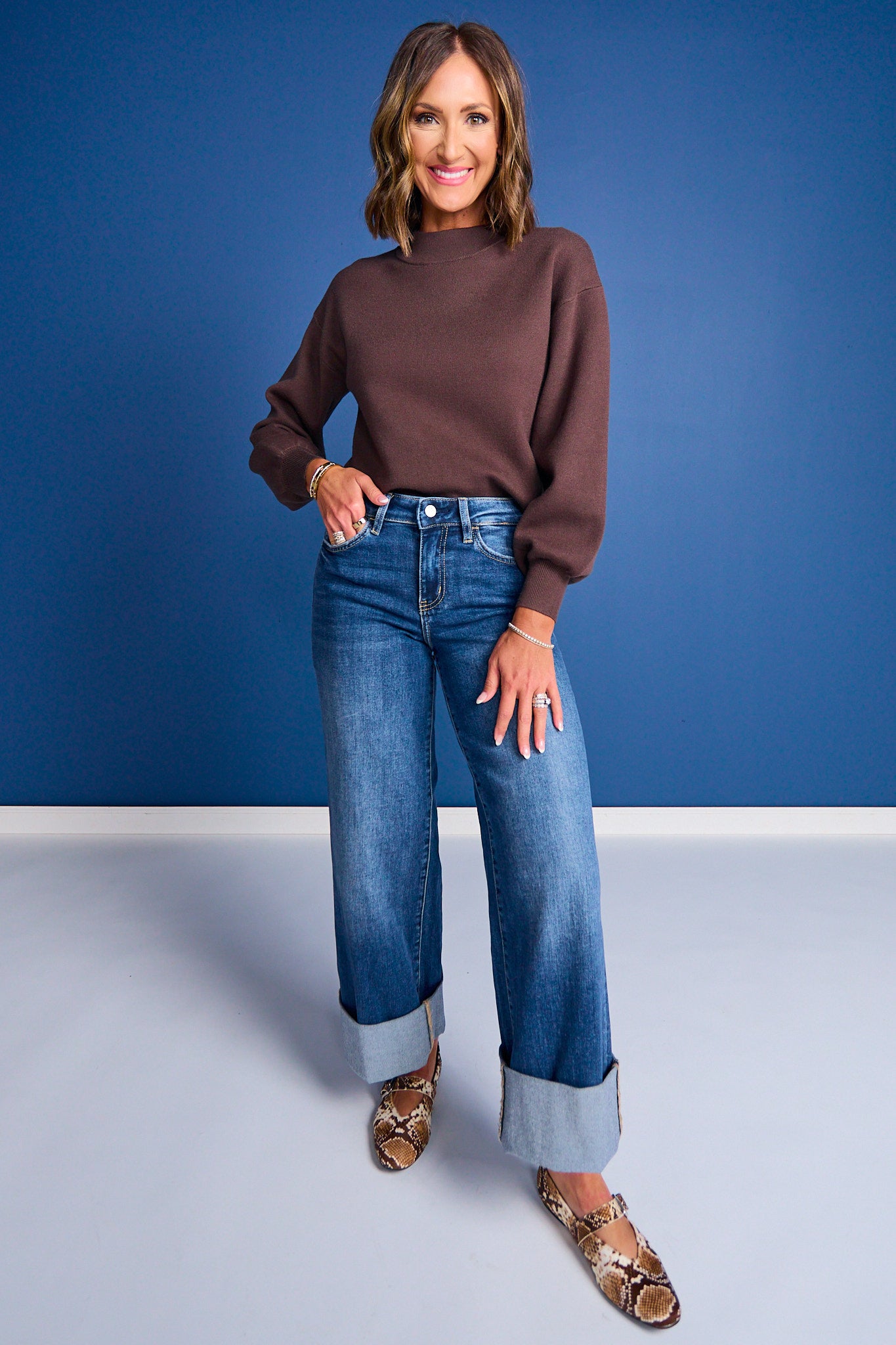 SSYS Merritt Mock Neck Sweater In Chocolate