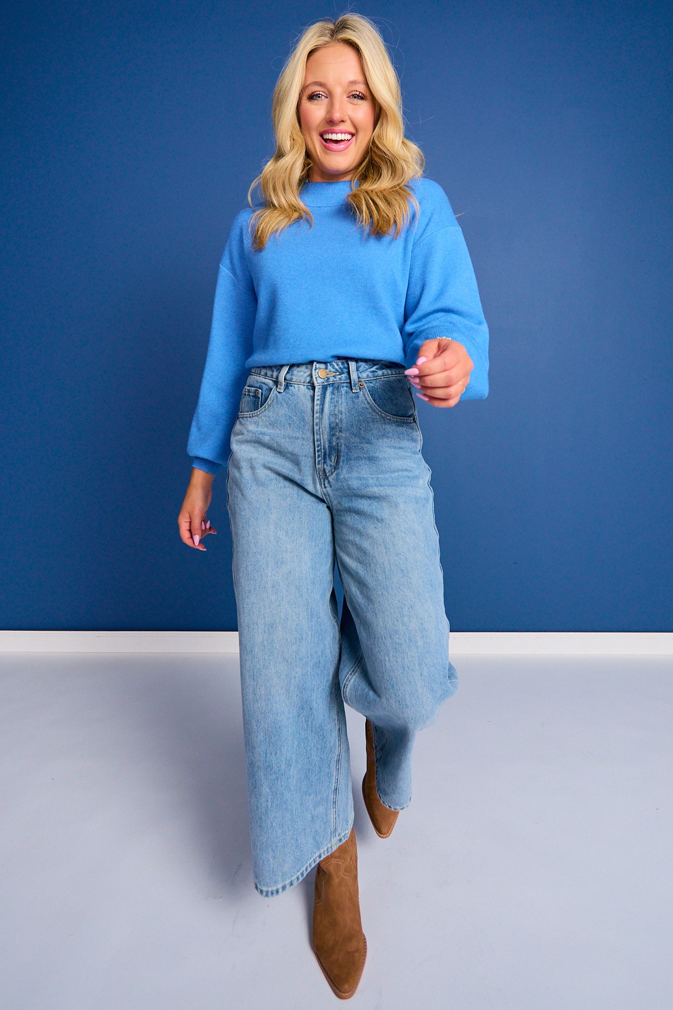 SSYS Merritt Mock Neck Sweater In Cornflower