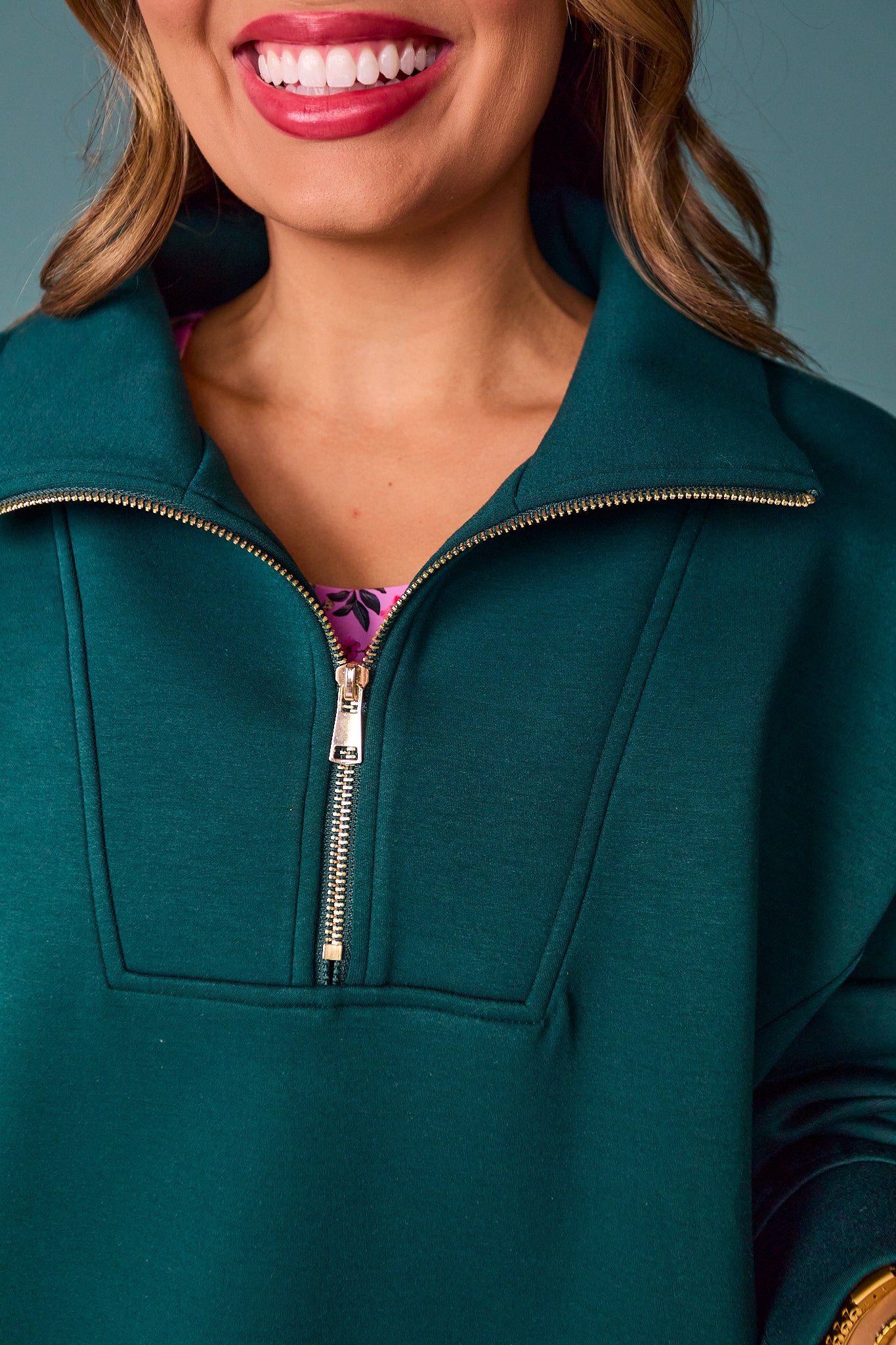SSYS Ainsley Cropped Air Pullover In Deep Emerald