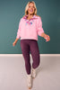 SSYS Ainsley Cropped Floral Inset Air Pullover In Dusty Pink