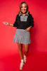 SSYS Ainsley Cropped Houndstooth Inset Air Pullover In Black