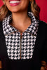 SSYS Ainsley Cropped Houndstooth Inset Air Pullover In Black