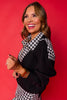 SSYS Ainsley Cropped Houndstooth Inset Air Pullover In Black
