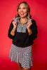 SSYS Ainsley Cropped Houndstooth Inset Air Pullover In Black