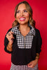 SSYS Ainsley Cropped Houndstooth Inset Air Pullover In Black