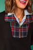 SSYS Ainsley Cropped Tartan Inset Air Pullover In Black