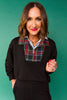 SSYS Ainsley Cropped Tartan Inset Air Pullover In Black
