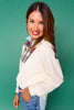 SSYS Ainsley Cropped Tartan Inset Air Pullover In Ivory