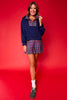 SSYS Ainsley Cropped Navy Tartan Inset Air Pullover In Navy
