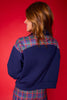 SSYS Ainsley Cropped Navy Tartan Inset Air Pullover In Navy