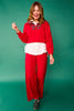SSYS Ainsley Cropped Tartan Inset Air Pullover In Red