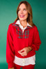 SSYS Ainsley Cropped Tartan Inset Air Pullover In Red