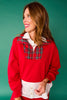 SSYS Ainsley Cropped Tartan Inset Air Pullover In Red