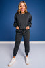 SSYS Crew Neck Printed Panel Scuba Sweatshirt In Black Animal