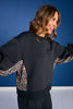 SSYS Crew Neck Printed Panel Scuba Sweatshirt In Black Animal
