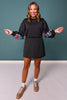 SSYS Crew Neck Printed Panel Scuba Sweatshirt In Bright Petal Party