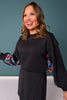 SSYS Crew Neck Printed Panel Scuba Sweatshirt In Bright Petal Party