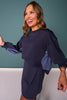 SSYS Crew Neck Printed Panel Scuba Sweatshirt In Navy Gingham