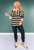 SSYS Landon Color Block Stripe Rugby Top In Black and Taupe