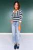 SSYS Landon Color Block Stripe Rugby Top In Navy and Ivory