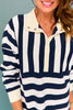 SSYS Landon Color Block Stripe Rugby Top In Navy and Ivory