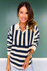 SSYS Landon Color Block Stripe Rugby Top In Navy and Ivory