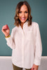 SSYS Merryn Collared Poplin Button Down Top In White