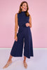 SSYS Georgia Ponte Sleeveless Mock Neck Top In Navy