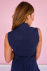 SSYS Georgia Ponte Sleeveless Mock Neck Top In Navy