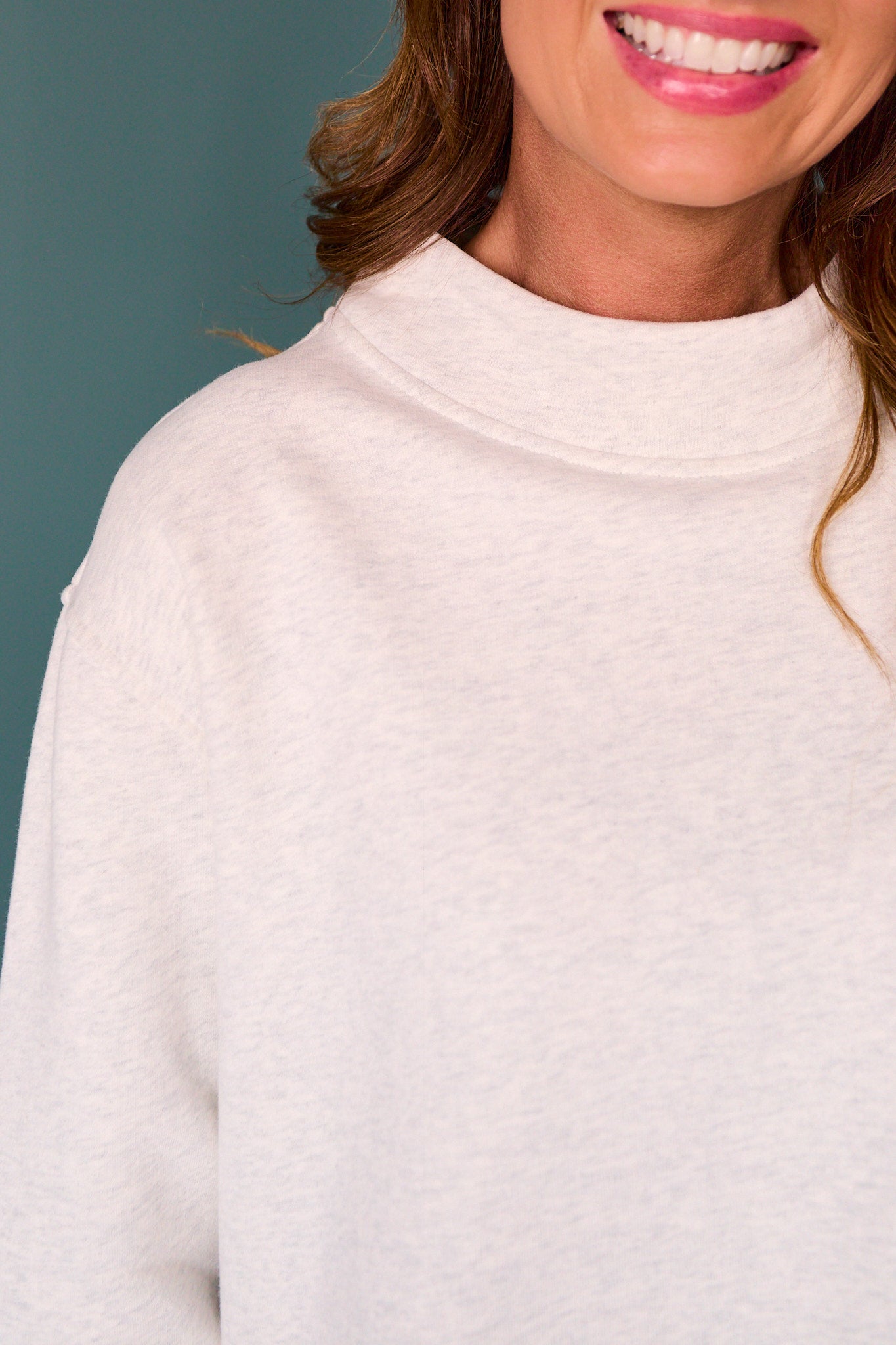 *PRE-ORDER ETA NOV* SSYS Foster Mock Neck Solid Sweatshirt In Heather Gray *FINAL SALE*