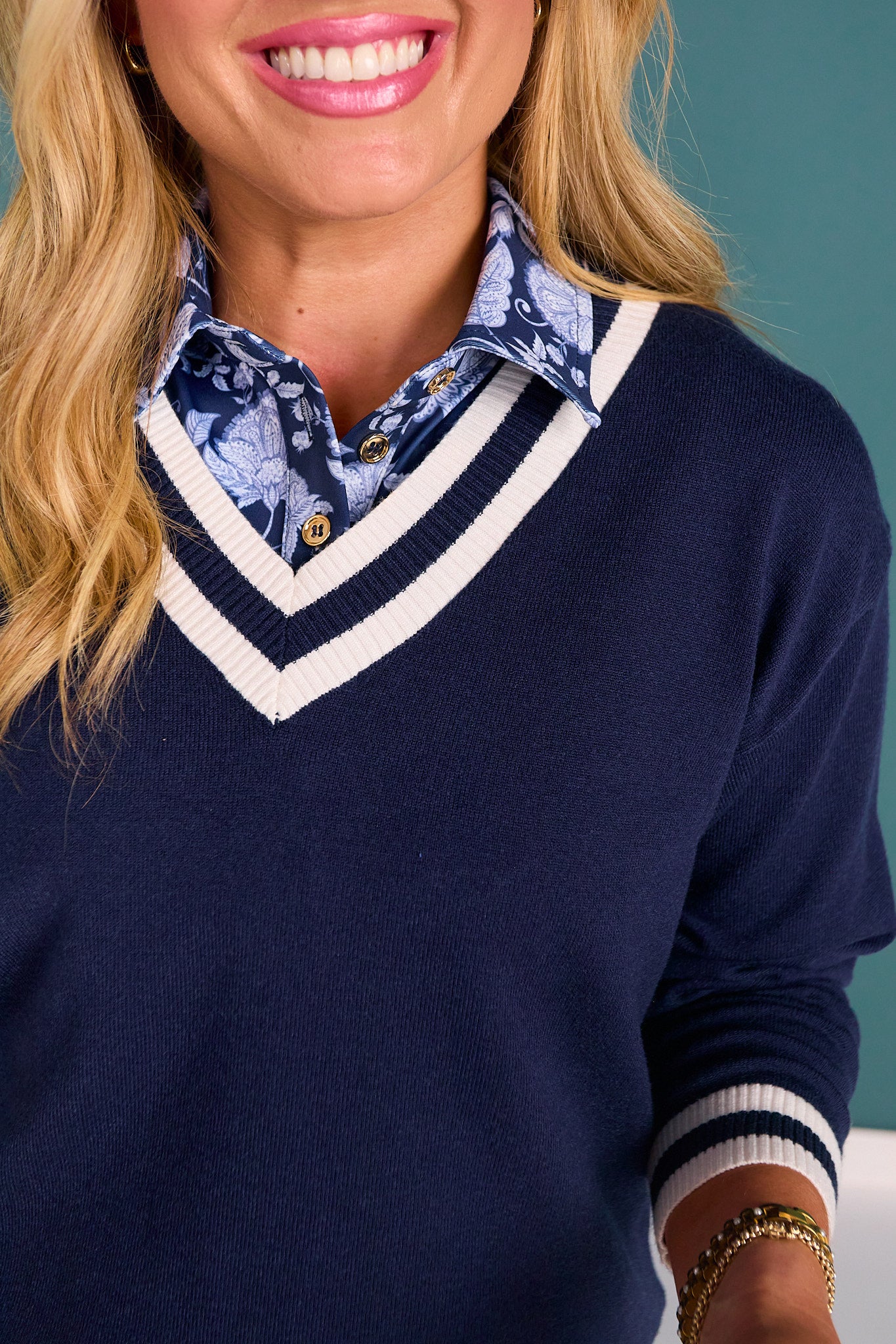 SSYS Rivvy Varsity Sweater Top In Navy