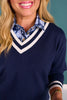 SSYS Rivvy Varsity Sweater Top In Navy
