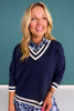 SSYS Rivvy Varsity Sweater Top In Navy