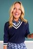 SSYS Rivvy Varsity Sweater Top In Navy