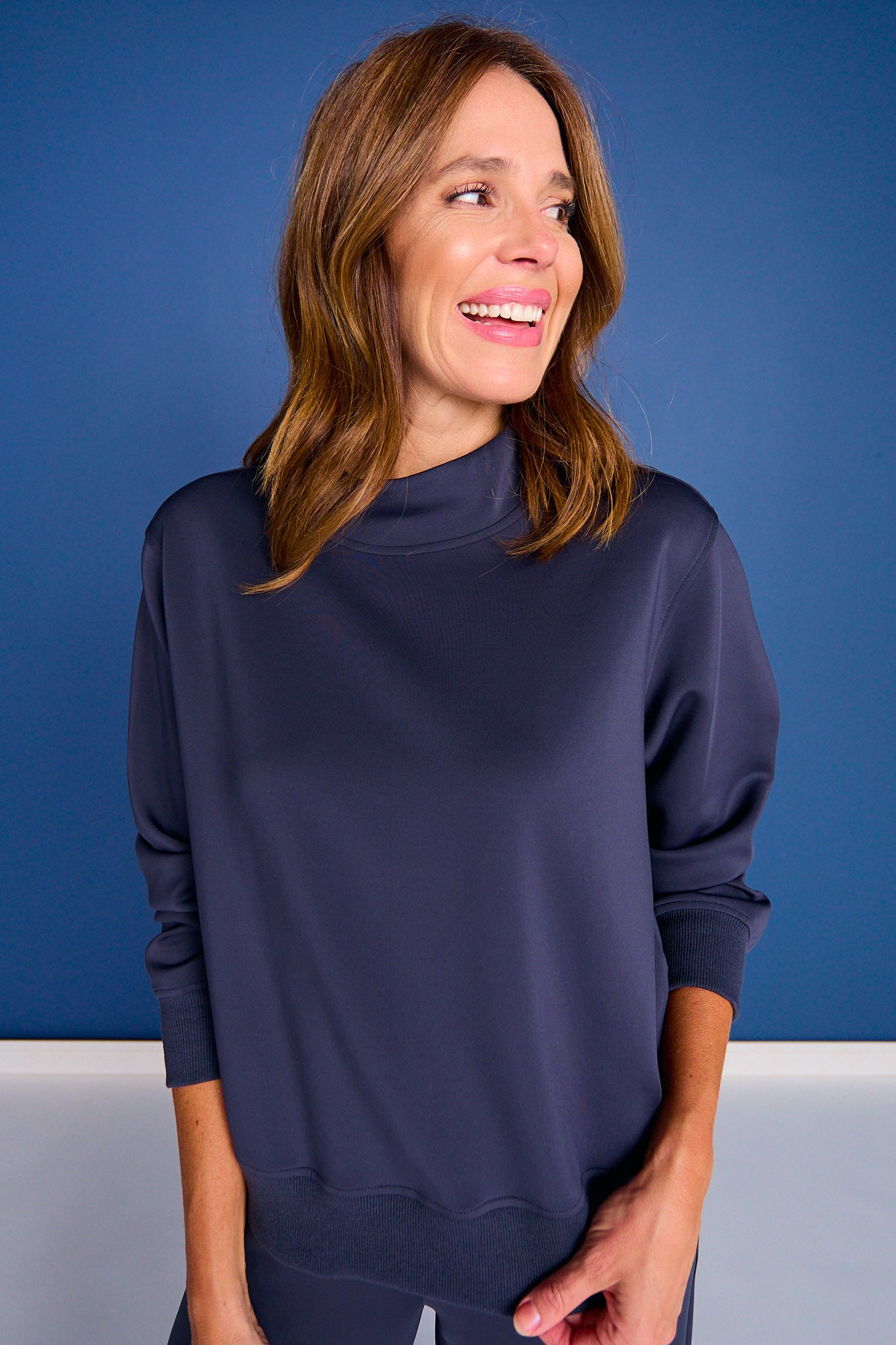 SSYS Scuba Cowl Neck Sweatshirt In Navy