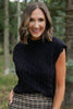 *PRE-AUTH ETA SEPT* SSYS Giselle Cap Sleeve Cable Knit Mock Neck Sweater In Black